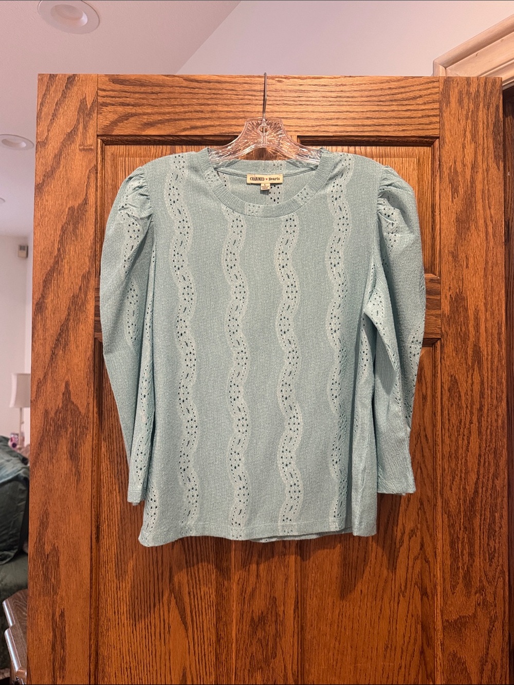 Chelsea & Violet Mint Puff-Sleeve Knit Top
